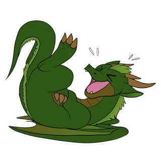 😆 Drache, Cartoon, Niedlich, Grün, Illustration, Tier, Fantasy, Aufkleber telegram sticker