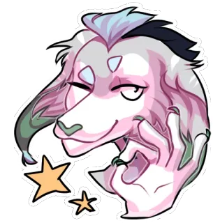 😉 chien, anthropomorphe, animal, dessin animé, autocollant, étoiles, geste, poilu whatsapp sticker