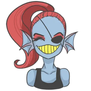 😁 Undyne Undertale Undertale, poisson, animé, jeu vidéo, monstre, borgne, femme telegram sticker