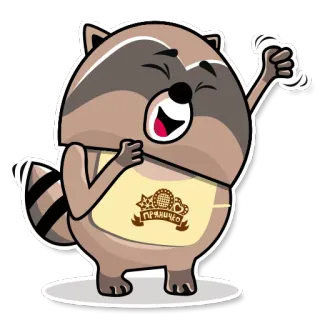 😉 ПРЯНИЧКО 너구리, 만화, 동물, 귀여운, 앞치마 telegram sticker