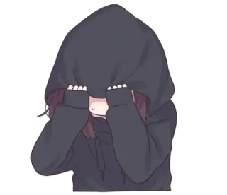 😖 Anime, cewek, hoodie, pemalu, imut, tersipu telegram sticker