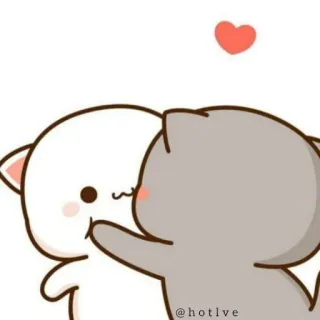 💋 @hotlve cute, cats, love, peach and goma, kawaii, heart telegram sticker