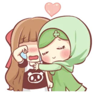 😌 kreskówka, anime, dziewczyna, przytulanie, przyjaciel, przyjaźń, płacz telegram sticker