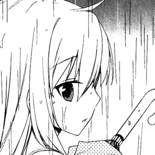 🫧 Anime, Meisje, Regen, Paraplu, Verdrietig, Manga telegram sticker