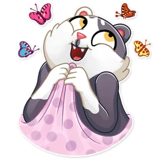 😍 mignon, animal, panda, dessin animé, papillon, autocollant whatsapp sticker