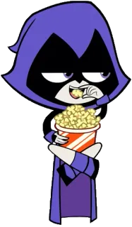 🖤 Raven Teen Titans Go! мультфильм, Teen Titans, Рейвен, попкорн, телешоу, мультипликация telegram sticker