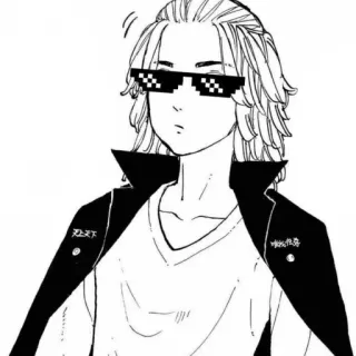 😎 anime, manga, character, cool, glasses, black and white whatsapp sticker