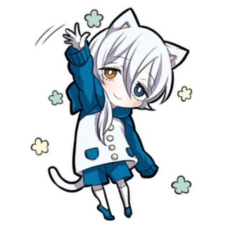 👋 anime, cat, ears, cute, chibi, cartoon, kawaii telegram sticker