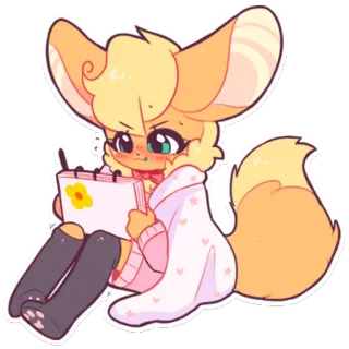 🥵 zorro fénec, dibujo, lindo, kawaii, anime, ilustración telegram sticker