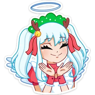 😇 anime, girl, cartoon, cute, angel, halo telegram sticker