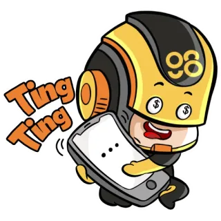 🤑 Ting Ting Cartoon, Handy, Dollarzeichen, Figur, Gelb, Schwarz telegram sticker