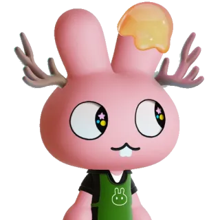 🦌 Персонаж, Мультфильм, Наклейка, Розовый, Кролик, Животное whatsapp sticker