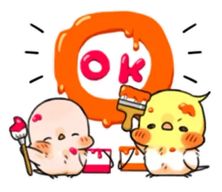 👌 OK oiseau, ok, peinture, mignon, dessin animé, illustration telegram sticker