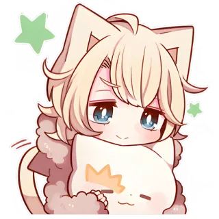 🥲 Anime, Kawaii, Dessin animé, Mignon, Chat, Animal, Étoile telegram sticker