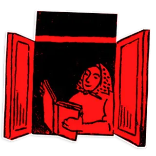 📖 woman, book, window, reading, illustration telegram sticker