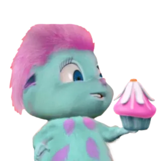 🧁 Bibble Bibble, fata, Barbie, cupcake, capelli rosa, carino telegram sticker