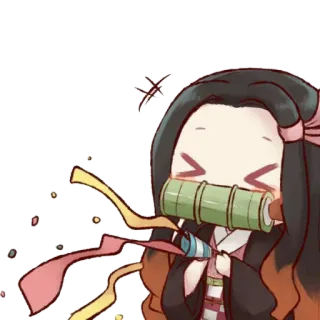 😆 Nezuko Kamado Demon Slayer 动漫, 鬼灭之刃, 祢豆子, Q版, 可爱, 漫画 telegram sticker