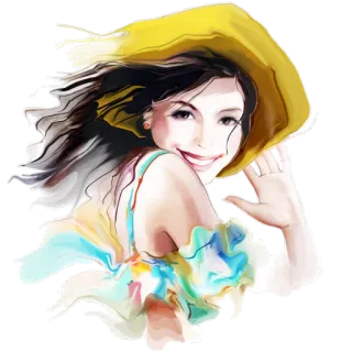 🙋‍♀ femme, chapeau, portrait, sourire, mode, beauté telegram sticker