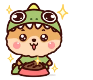 😋 pies, dinozaur, słodki, zwierzę, kreskówka, zwierzę domowe, iskierka telegram sticker