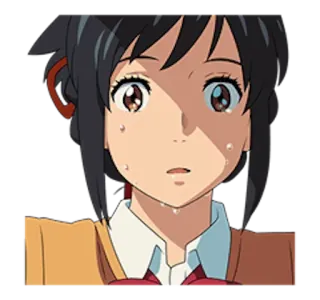 😥 Mitsuha Miyamizu Your Name anime, Mitsuha, Your Name, character, girl telegram sticker