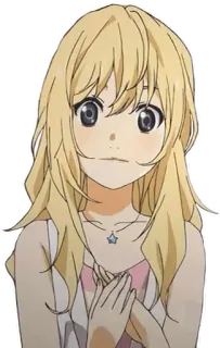 🙂 Kaori Miyazono Your Lie in April Anime, Personaggio, Ragazza, Capelli biondi, Kaori Miyazono, Your Lie in April telegram sticker