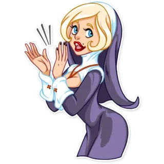 👏 nun, cartoon, woman, religious telegram sticker