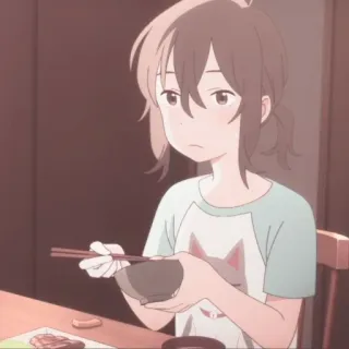 🌷 Anime, Manger, Fille, Dîner, Baguettes, Kawaii telegram sticker
