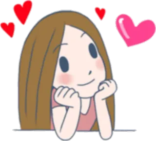 ❤ desenho animado, amor, corações, menina, feliz, fofo telegram sticker