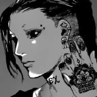 ♟ Anime, Manga, Charakter, Portrait, Schwarzweiß whatsapp sticker
