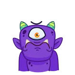 👿 mostro, ciclope, viola, cartone animato, carino, monocolo, personaggio telegram sticker