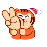 😁 dessin animé, tigre, signe de paix, mignon, animal whatsapp sticker