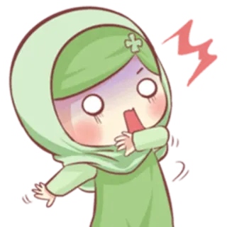 😨 Kreskówka, Hidżab, Zszokowana, Anime, Dziewczyna telegram sticker