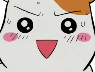 😃 Anime, Kreskówka, Twarz, Wyraz, Pot, Szczęśliwy, Zawstydzony, Słodki telegram sticker