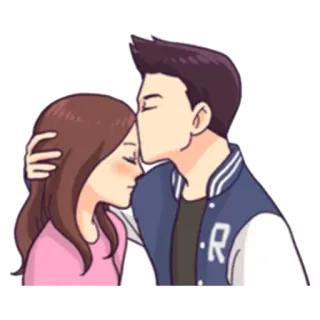 ☺️ cartoni animati, bacio, coppia, amore, romanticismo telegram sticker