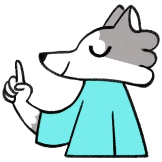 ☝ dibujo animado, animal, lobo, dedo, personaje, señalando telegram sticker