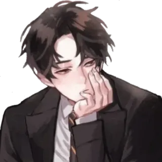 🚸 อนิเมะ, เหนื่อย, ชุดสูท, ผู้ชาย, การ์ตูน telegram sticker