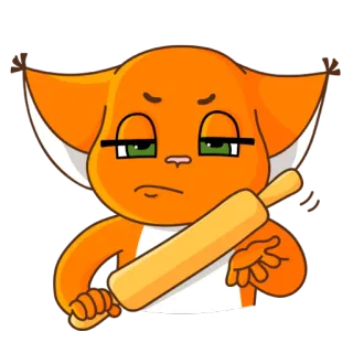 ✊ 고양이, 밀대, 만화, 동물, 화난, 요리 telegram sticker