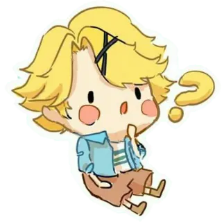 🤔 dibujo animado, pregunta, pelo rubio, lindo, pensando, personaje telegram sticker