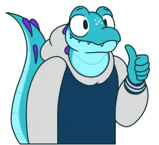 😃 dessin animé, lézard, pouce levé, reptile, animal, personnage, amical whatsapp sticker