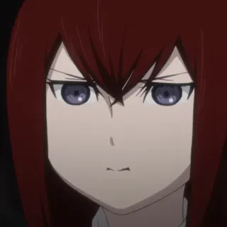 ⚙️ Kurisu Makise Steins;Gate Anime, Feminino, Sério, Cientista, Cabelo Ruivo whatsapp sticker