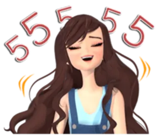 😂 55555 kreskówka, kobieta, dziewczyna, numer, śmiech telegram sticker
