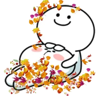 😍 mignon, câlin, automne, feuilles, dessin animé telegram sticker