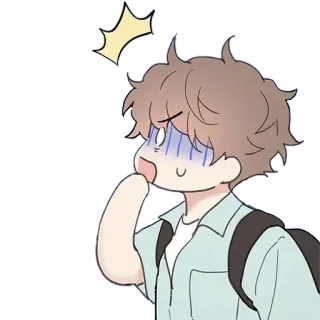 ‼️ sticker, cartoon, shocked, surprised, exclamation, male, anime telegram sticker