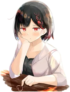 😔 anime, chica, aburrida, triste, manga telegram sticker