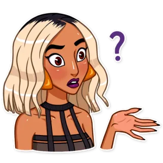 😳 Frau, Frage, verwirrt, Person, Cartoon telegram sticker