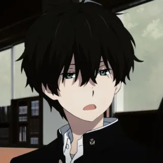 🍪 Houtarou Oreki Hyouka anime, Hyouka, Oreki, Houtarou Oreki, character, school uniform, black hair, calm telegram sticker