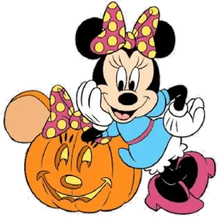 🎃 Minnie Mouse Minnie, Disney, zucca, cartoni animati, Halloween, carino telegram sticker