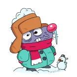 🥶 Cartoon, Winter, Dier, Sneeuwpop, Koud, Sjaal, Mutsen telegram sticker