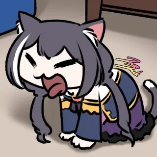 😫 кот, милый, аниме, мультфильм, стикер whatsapp sticker