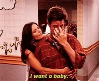 😝 I want a baby. друзья, сериал, моника, чендлер, ребенок, хочу telegram sticker